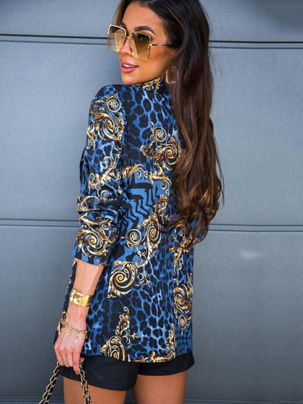 Long-Sleeved Lapel Digital Printing Suit Small Jacket Women's Clothing