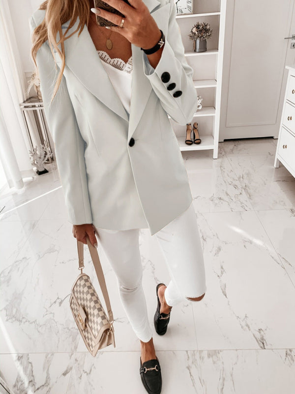Long-Sleeved Suit Collar Button-Down Suit Jacket for Women