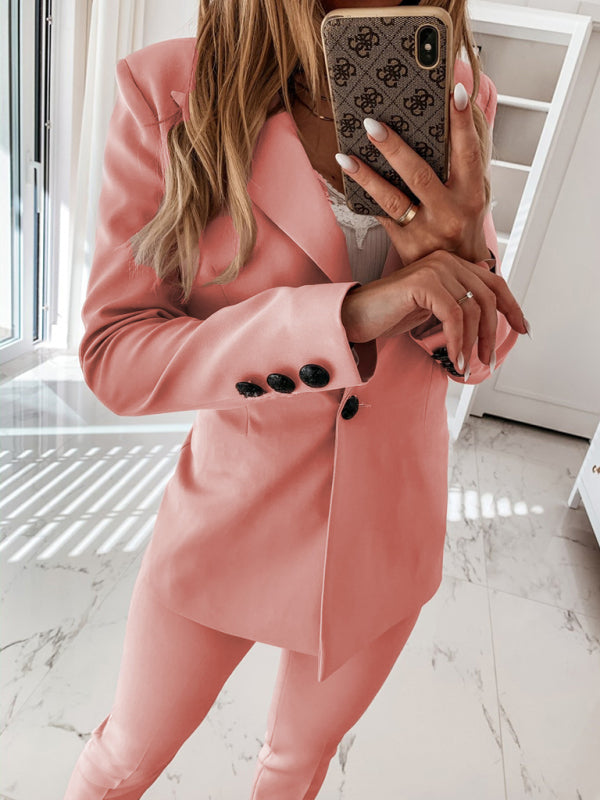 Long-Sleeved Suit Collar Button-Down Suit Jacket for Women