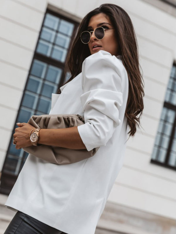 Women's New Casual Jacket Double Breasted Solid Color Suit