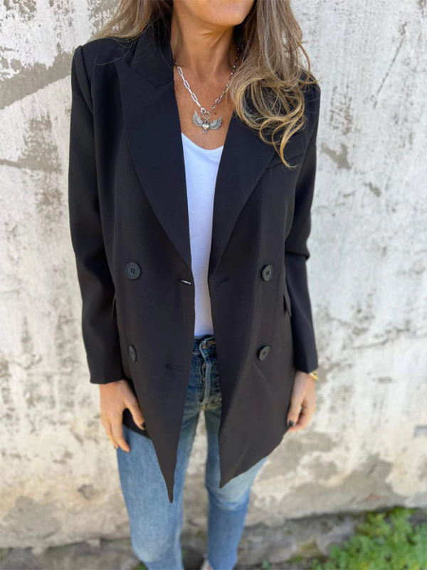 Solid Color Fashion Long Sleeve Blazer for Women Stylish