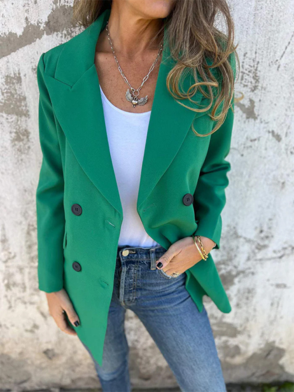 Solid Color Fashion Long Sleeve Blazer for Women Stylish