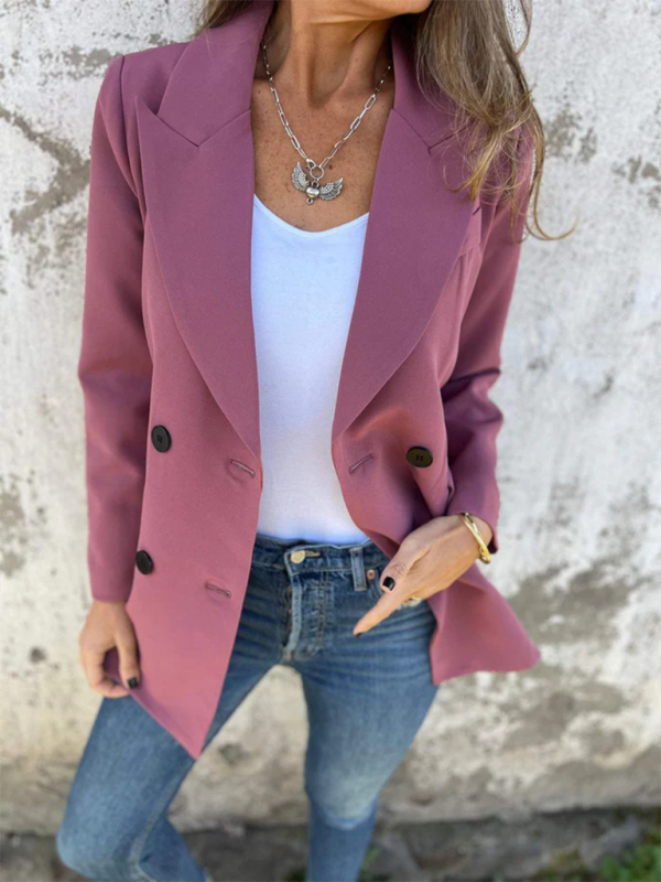 Solid Color Fashion Long Sleeve Blazer for Women Stylish
