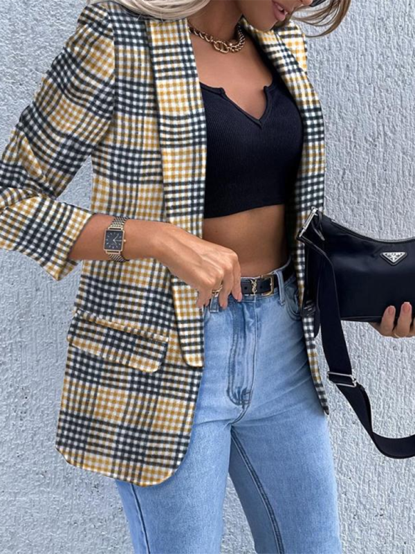 Women's New Solid Color Small Suit Long Sleeve Top for Fall