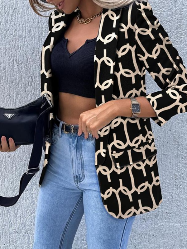 Women's New Solid Color Small Suit Long Sleeve Top for Fall