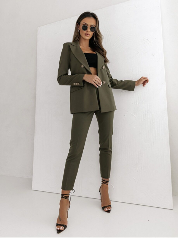 New Double-Breasted Solid Color Fashion Blazer for Women