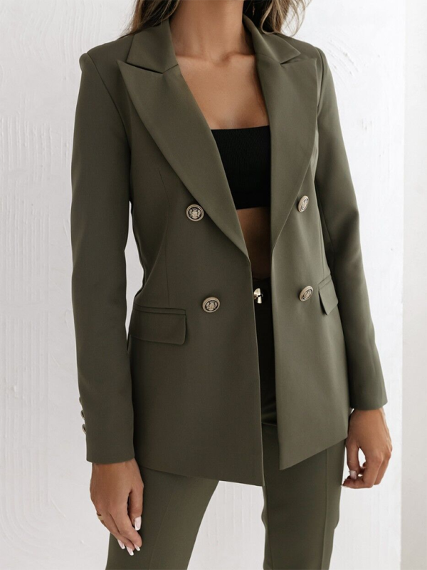 New Double-Breasted Solid Color Fashion Blazer for Women