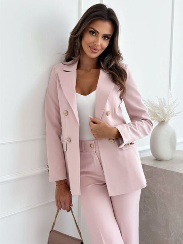New Double-Breasted Solid Color Fashion Blazer for Women