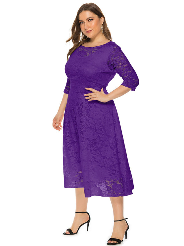 Plus Size Women's New Evening Dress Lace Pocket Bridesmaid Dress