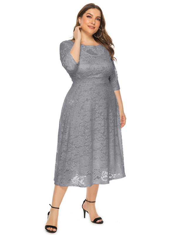 Plus Size Women's New Evening Dress Lace Pocket Bridesmaid Dress