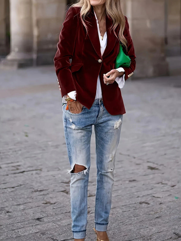 Gold Velvet Elegant Slim Fit Suit Jacket for Men