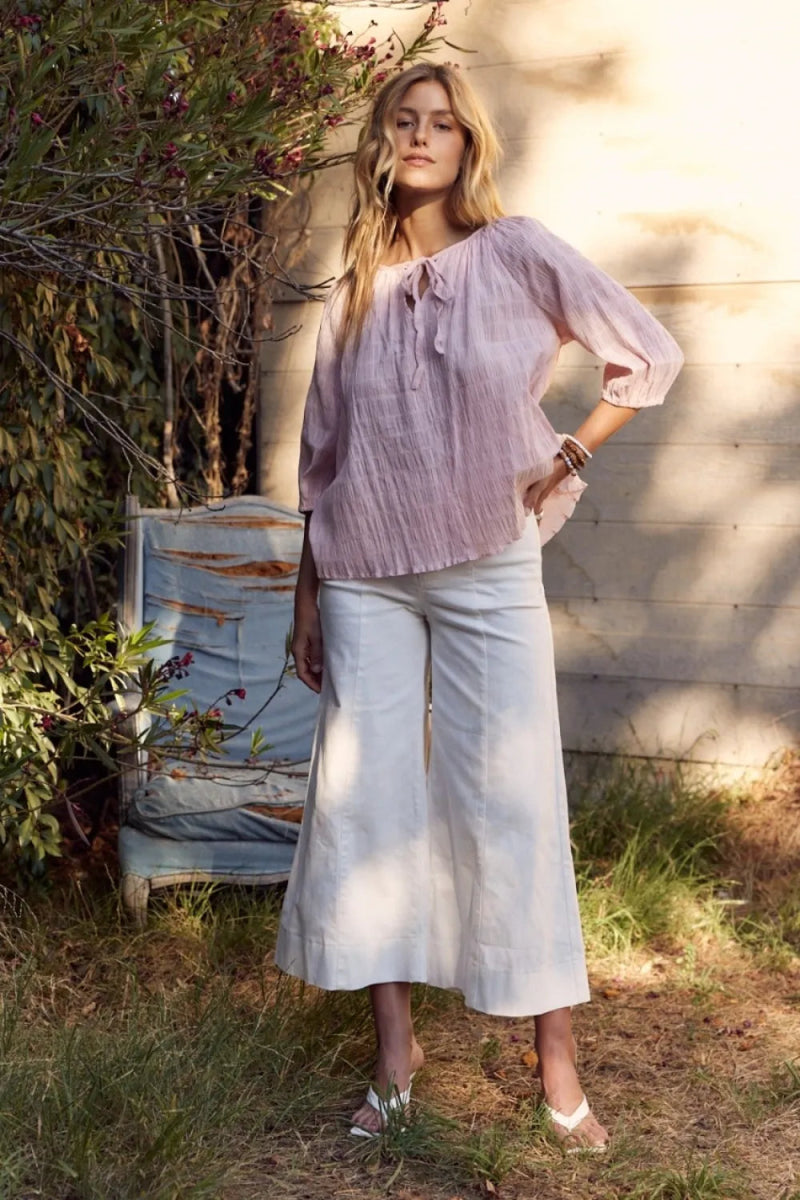 In February Textured Tie Neck Blouse for Elegant Style - Love Salve