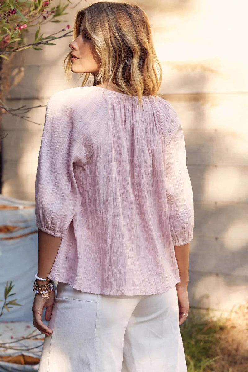 In February Textured Tie Neck Blouse for Elegant Style - Love Salve