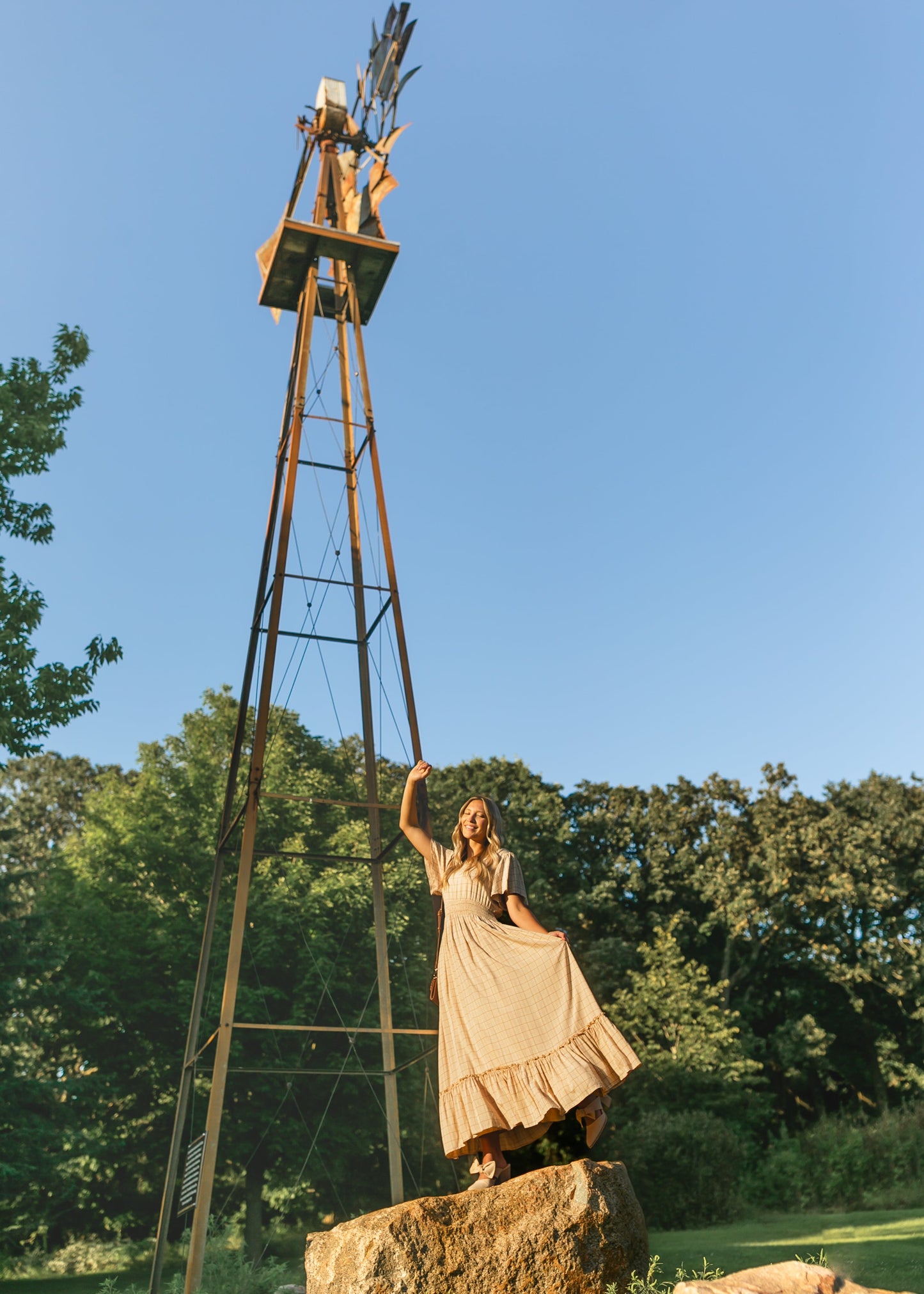 Isabella Windowpane Maxi Dress