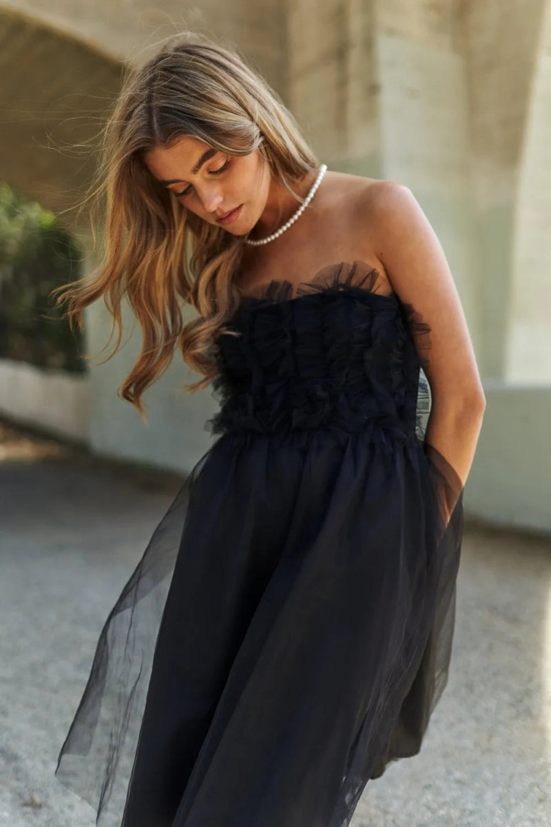 J.NNA Mesh Ruffle Tube Top Swing Dress for Summer Fashion - Love Salve