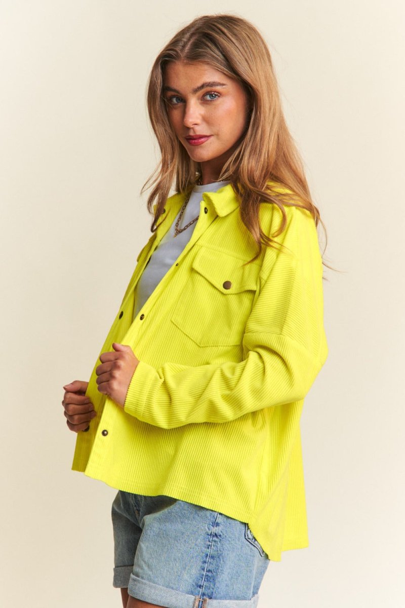 J.NNA Snap Down Long Sleeve High Low Shacket for Women - Love Salve