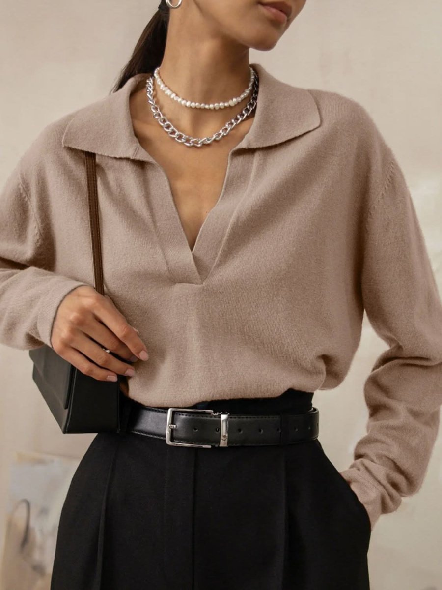 Johnny Collar Long Sleeve Sweater - Love Salve