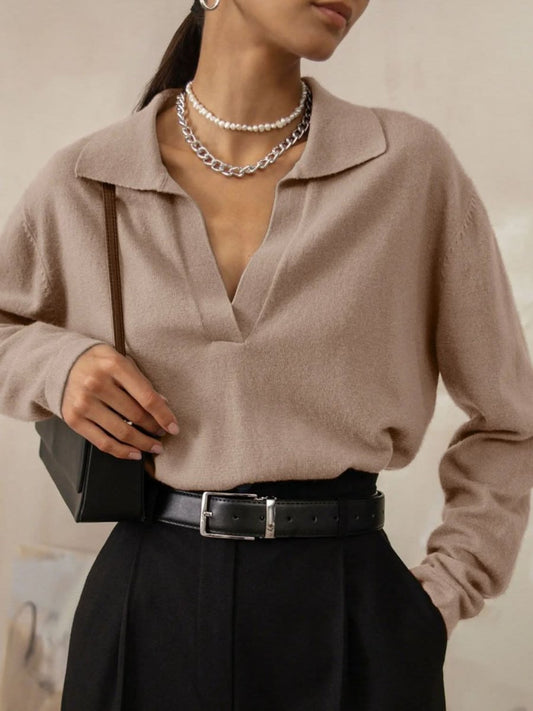 Johnny Collar Long Sleeve Sweater - Love Salve