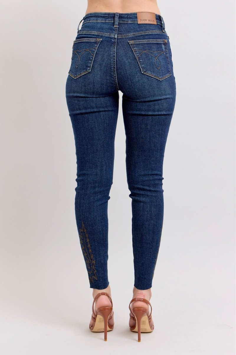 Judy Blue Full Size Embroidered High Rise Skinny Jeans Plus Size - Love Salve