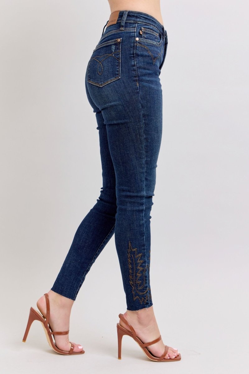 Judy Blue Full Size Embroidered High Rise Skinny Jeans Plus Size - Love Salve