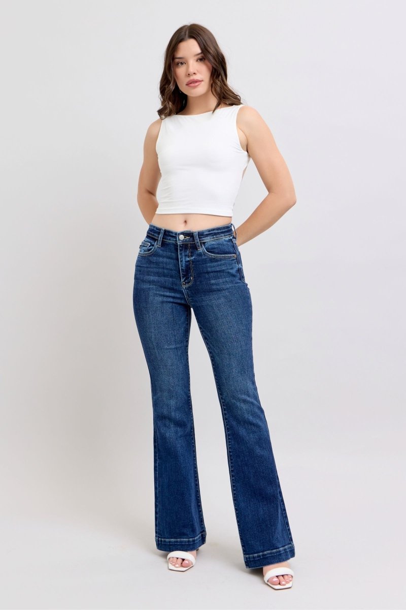 Judy Blue Full Size High Rise Flare Jeans with Pockets Plus Size - Love Salve