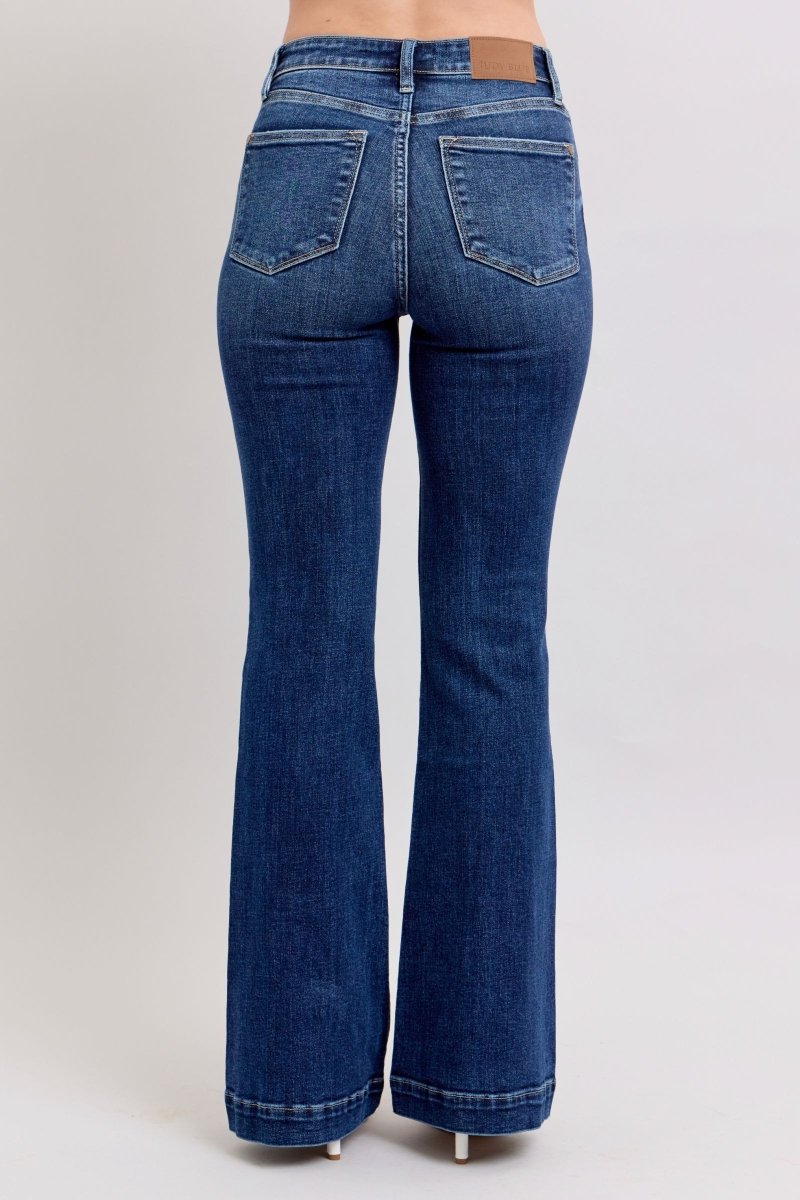 Judy Blue Full Size High Rise Flare Jeans with Pockets Plus Size - Love Salve
