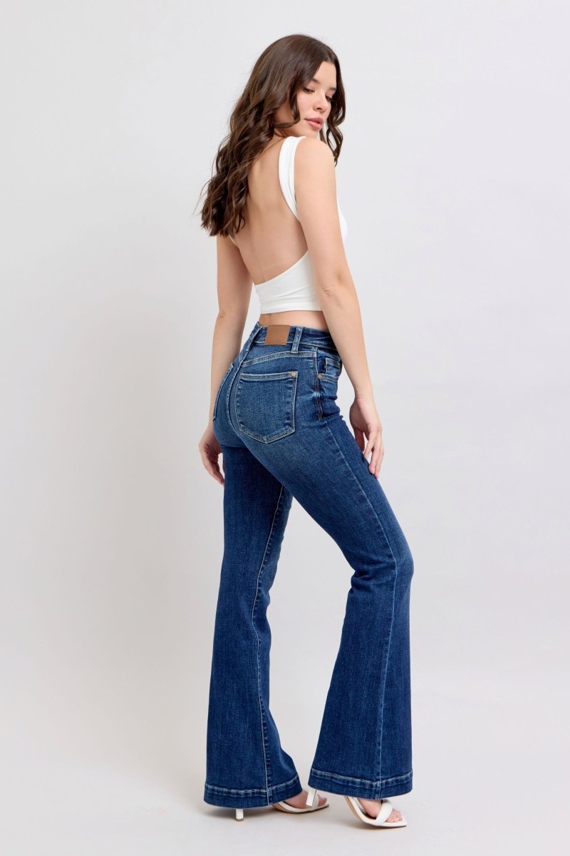 Judy Blue Full Size High Rise Flare Jeans with Pockets Plus Size - Love Salve