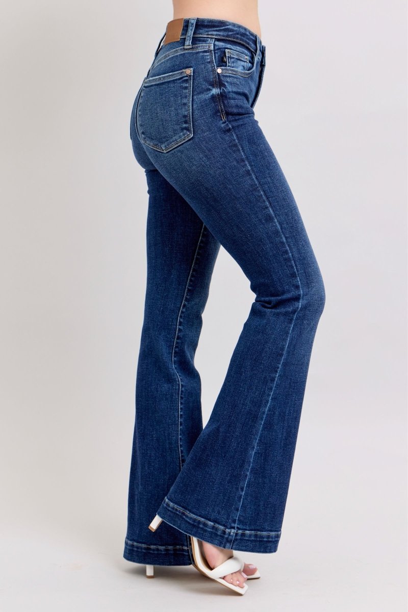 Judy Blue Full Size High Rise Flare Jeans with Pockets Plus Size - Love Salve