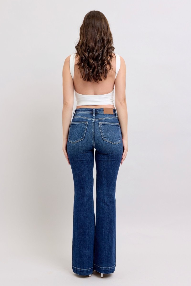 Judy Blue Full Size High Rise Flare Jeans with Pockets Plus Size - Love Salve