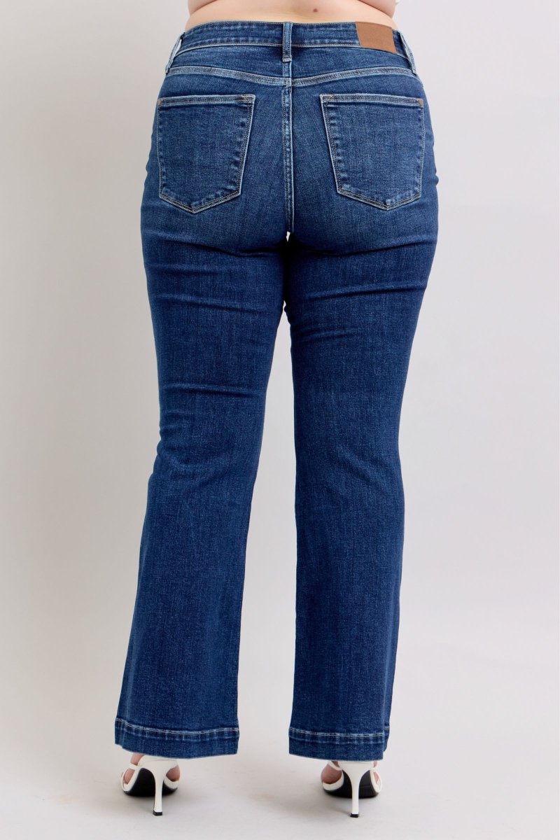 Judy Blue Full Size High Rise Flare Jeans with Pockets Plus Size - Love Salve