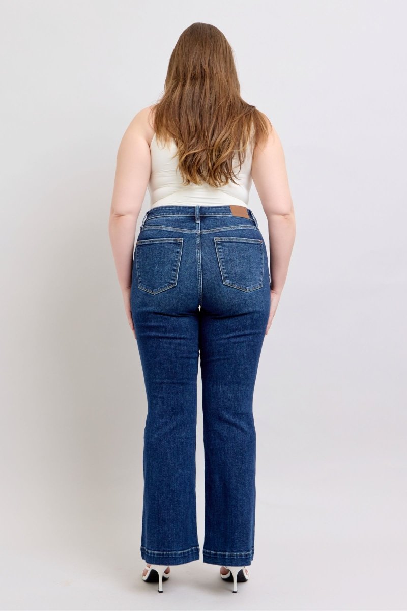 Judy Blue Full Size High Rise Flare Jeans with Pockets Plus Size - Love Salve