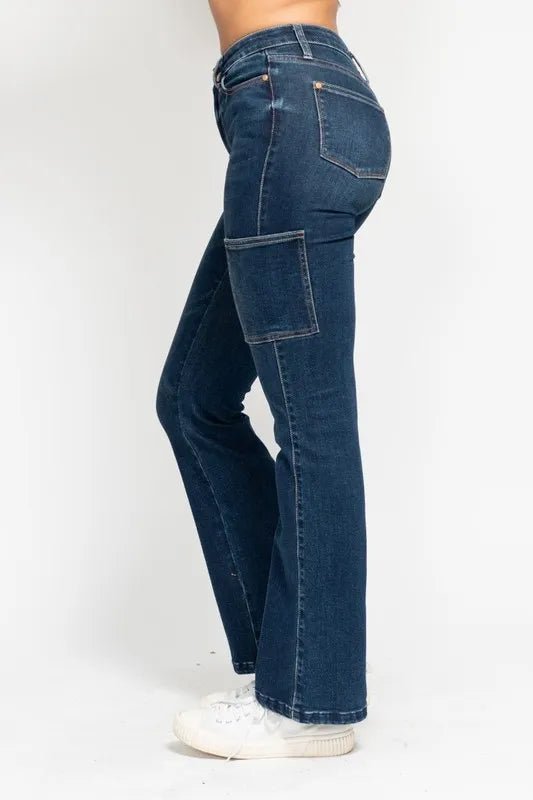 Judy Blue Full Size High Waist Cargo Bootcut Jeans Plus Size - Love Salve
