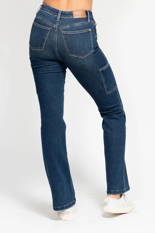 Judy Blue Full Size High Waist Cargo Bootcut Jeans Plus Size - Love Salve