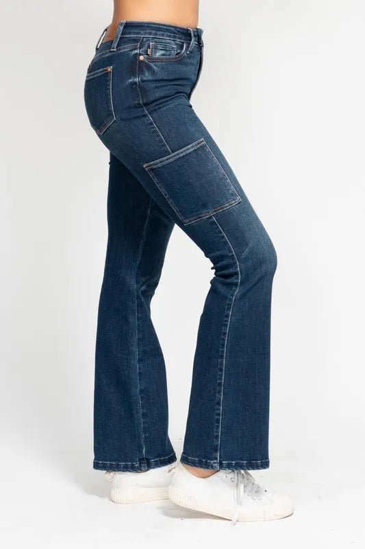 Judy Blue Full Size High Waist Cargo Bootcut Jeans Plus Size - Love Salve