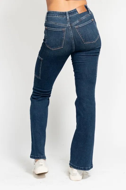Judy Blue Full Size High Waist Cargo Bootcut Jeans Plus Size - Love Salve
