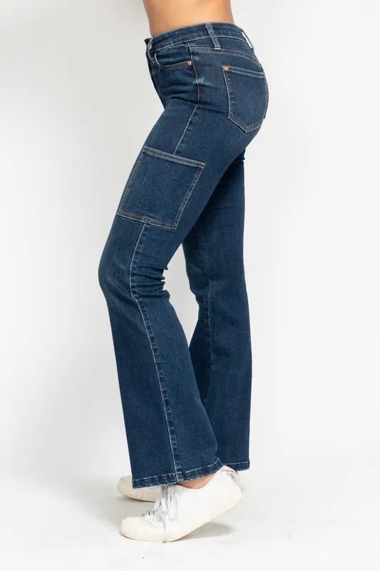 Judy Blue Full Size High Waist Cargo Bootcut Jeans Plus Size - Love Salve