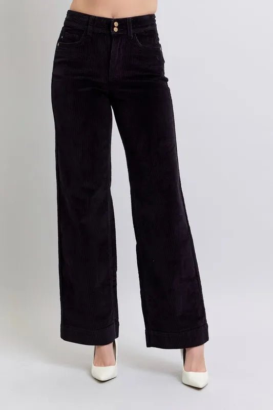 Judy Blue Full Size High Waist Corduroy Trouser Wide Plus Size - Love Salve