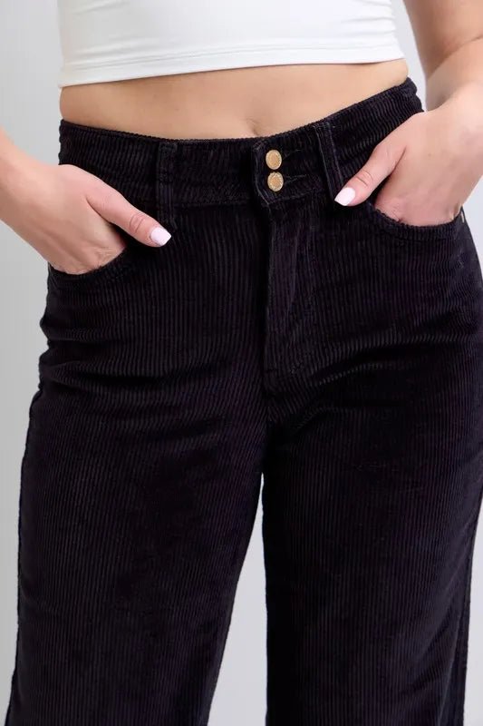 Judy Blue Full Size High Waist Corduroy Trouser Wide Plus Size - Love Salve