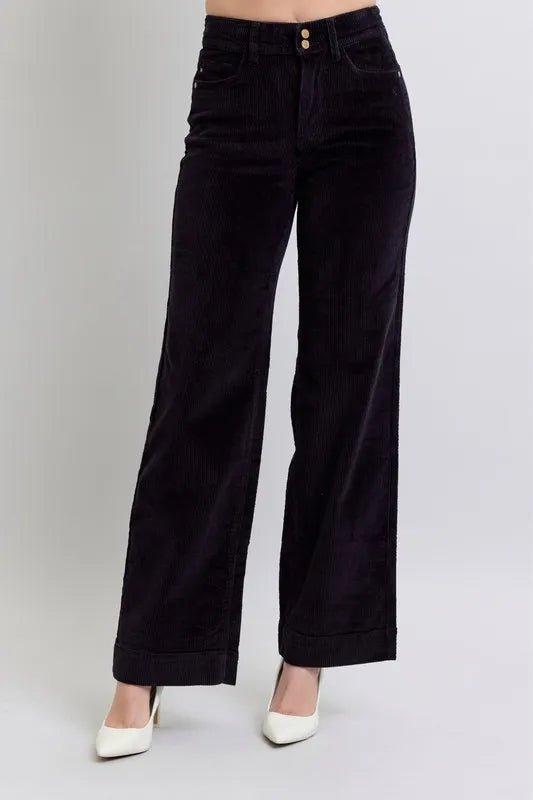 Judy Blue Full Size High Waist Corduroy Trouser Wide Plus Size - Love Salve