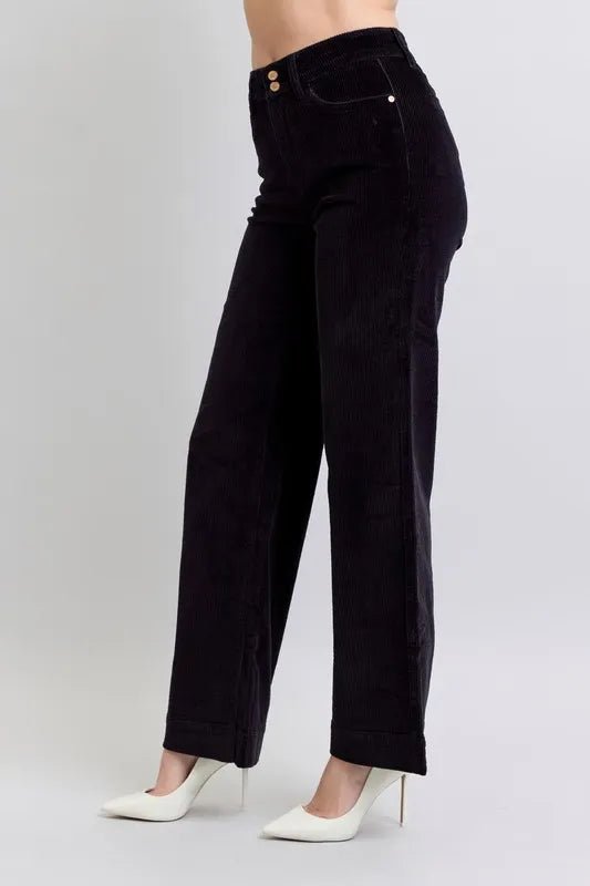 Judy Blue Full Size High Waist Corduroy Trouser Wide Plus Size - Love Salve