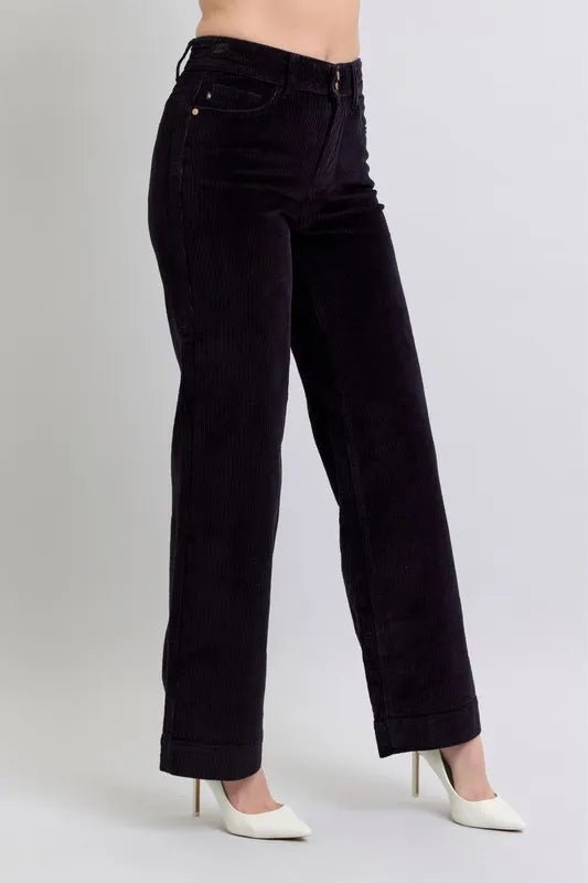 Judy Blue Full Size High Waist Corduroy Trouser Wide Plus Size - Love Salve