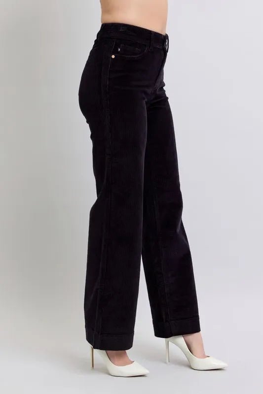 Judy Blue Full Size High Waist Corduroy Trouser Wide Plus Size - Love Salve