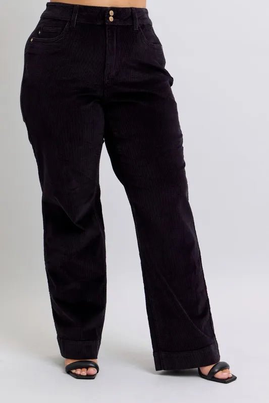 Judy Blue Full Size High Waist Corduroy Trouser Wide Plus Size - Love Salve