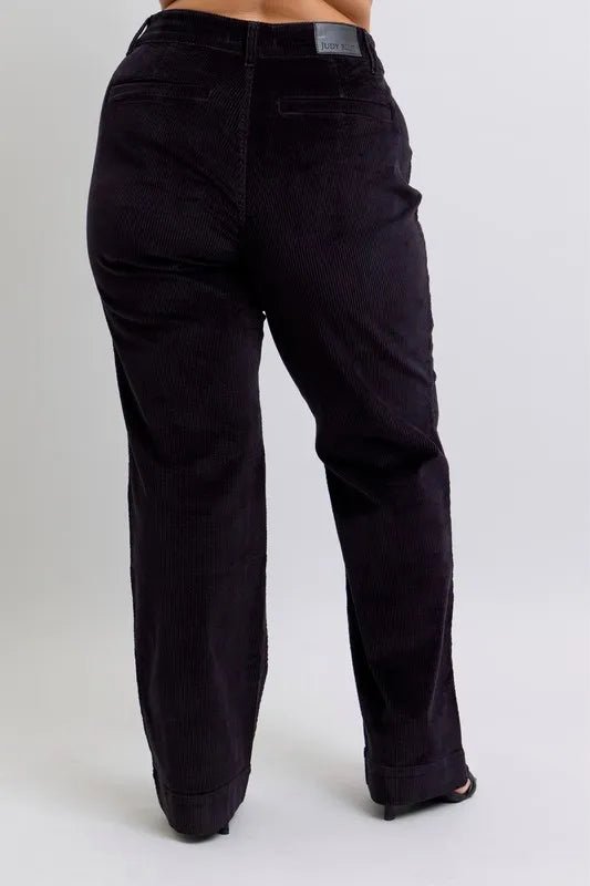 Judy Blue Full Size High Waist Corduroy Trouser Wide Plus Size - Love Salve
