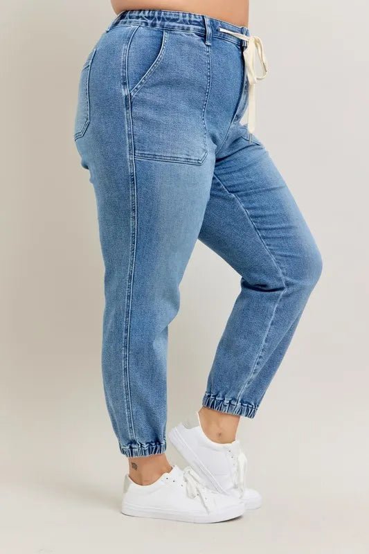 Judy Blue Full Size High Waist Denim Jogger Plus Size Fashion - Love Salve