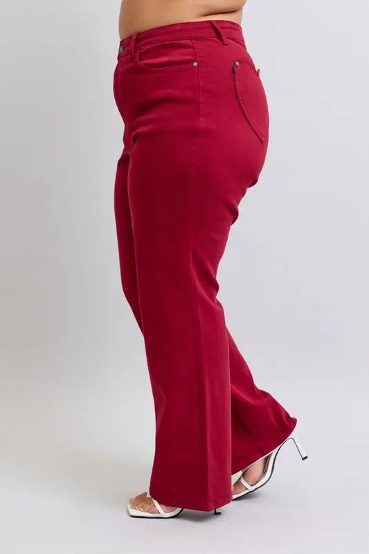 Judy Blue Full Size High Waist Heart Shaped Back Pockets Jeans - Love Salve
