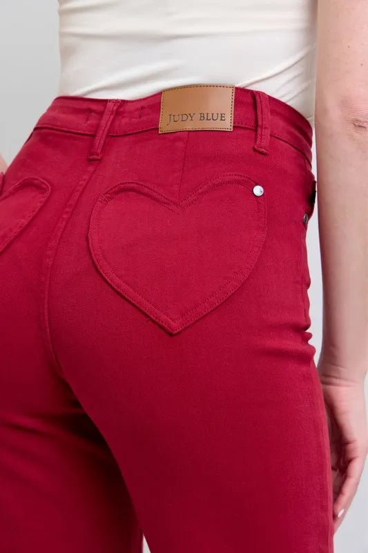 Judy Blue Full Size High Waist Heart Shaped Back Pockets Jeans - Love Salve
