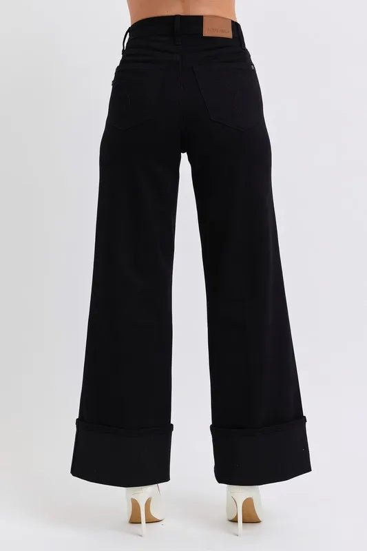 Judy Blue Full Size High Waist Retro Wide Leg With Cuff Plus Size - Love Salve