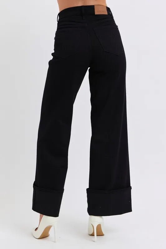 Judy Blue Full Size High Waist Retro Wide Leg With Cuff Plus Size - Love Salve