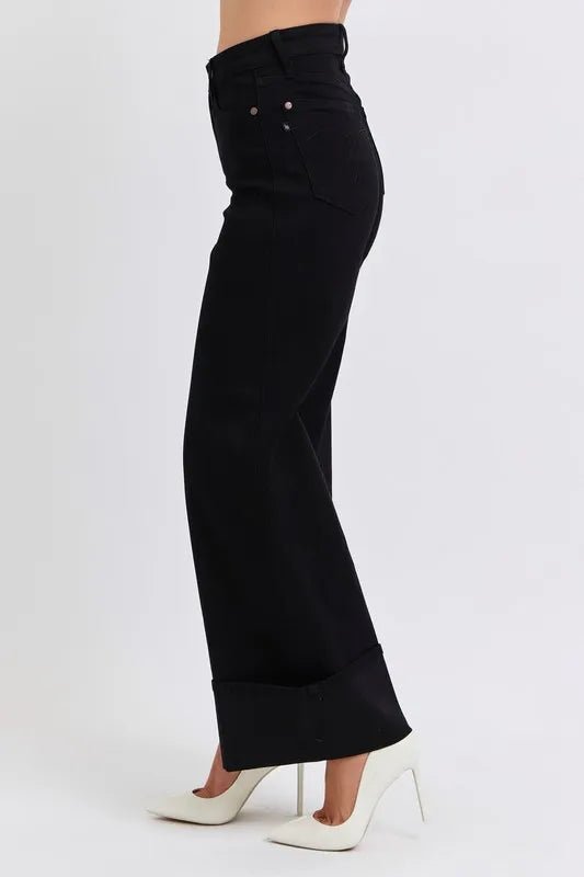 Judy Blue Full Size High Waist Retro Wide Leg With Cuff Plus Size - Love Salve